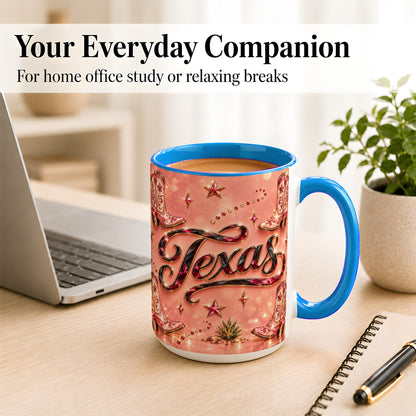 #pl[15oz|Blue] Western Cowboy Boots Coffee Mug, Pink Cowgirl Mug, Ceramic Cup