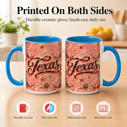 #pl[15oz|Blue] Western Cowboy Boots Coffee Mug, Pink Cowgirl Mug, Ceramic Cup