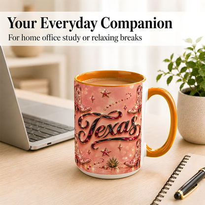 #pl[15oz|Orange] Western Cowboy Boots Coffee Mug, Pink Cowgirl Mug, Ceramic Cup