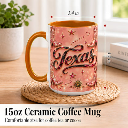 #pl[15oz|Orange] Western Cowboy Boots Coffee Mug, Pink Cowgirl Mug, Ceramic Cup