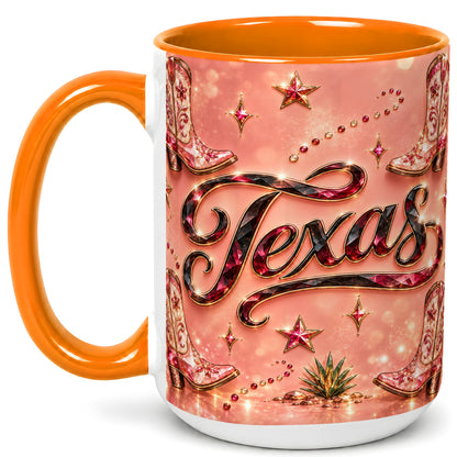 #pl[15oz|Orange] Western Cowboy Boots Coffee Mug, Pink Cowgirl Mug, Ceramic Cup