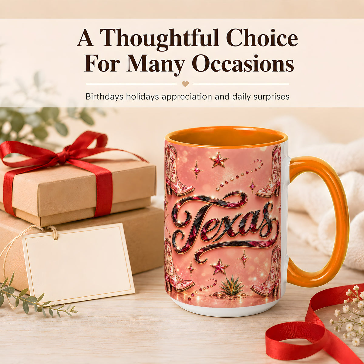 #pl[15oz|Orange] Western Cowboy Boots Coffee Mug, Pink Cowgirl Mug, Ceramic Cup