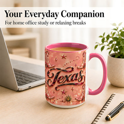 #pl[15oz|Pink] Western Cowboy Boots Coffee Mug, Pink Cowgirl Mug, Ceramic Cup