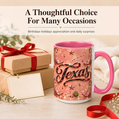 #pl[15oz|Pink] Western Cowboy Boots Coffee Mug, Pink Cowgirl Mug, Ceramic Cup