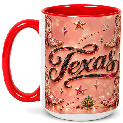 #pl[15oz|Red] Western Cowboy Boots Coffee Mug, Pink Cowgirl Mug, Ceramic Cup