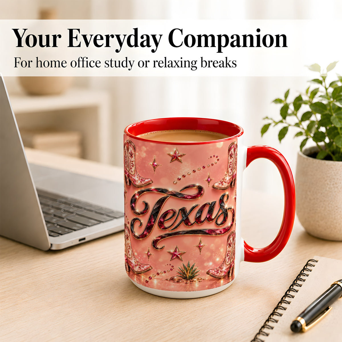 #pl[15oz|Red] Western Cowboy Boots Coffee Mug, Pink Cowgirl Mug, Ceramic Cup