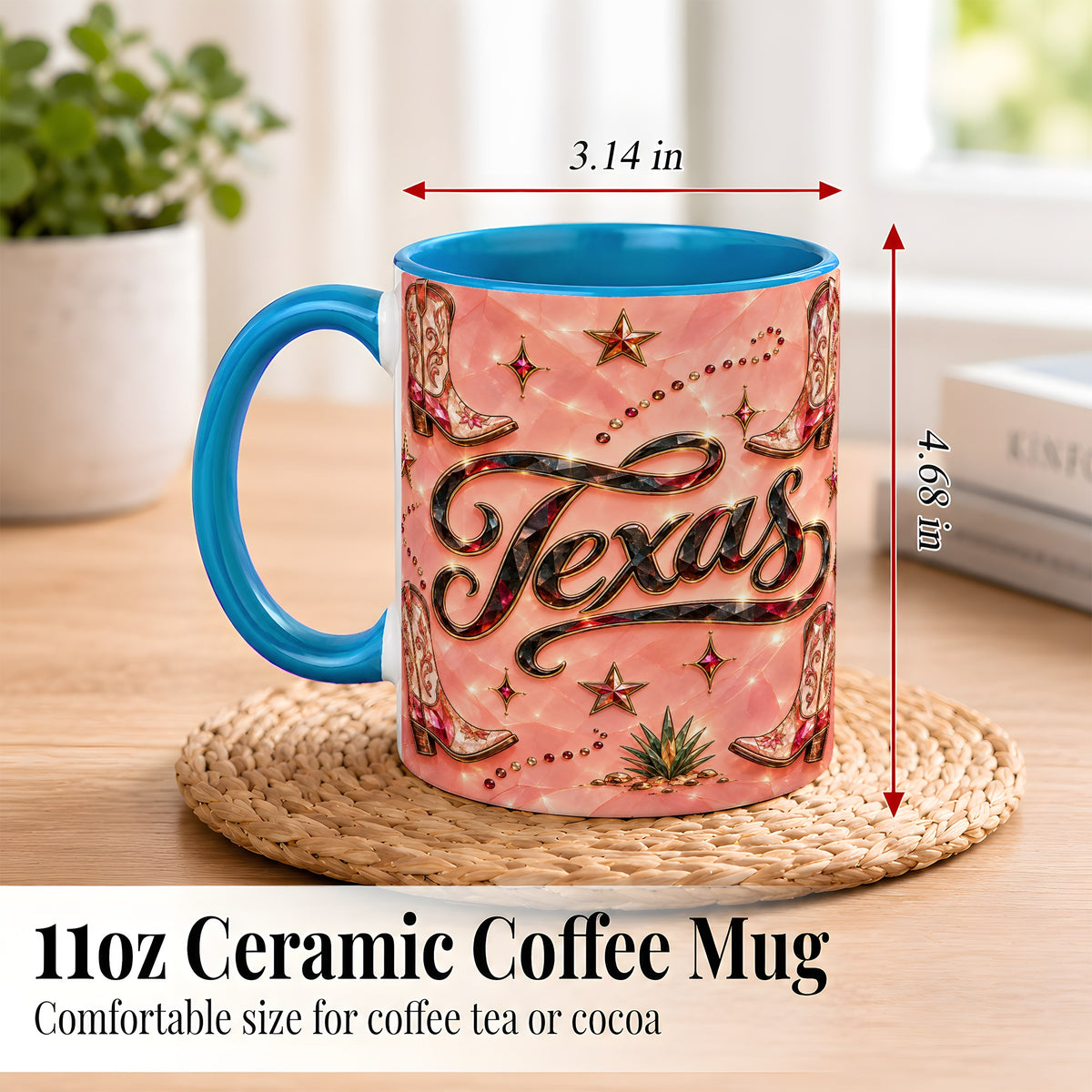 #pl[11oz|Blue] Western Cowboy Boots Coffee Mug, Pink Western Mug, Ceramic Cup