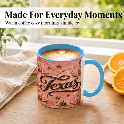 #pl[11oz|Blue] Western Cowboy Boots Coffee Mug, Pink Western Mug, Ceramic Cup
