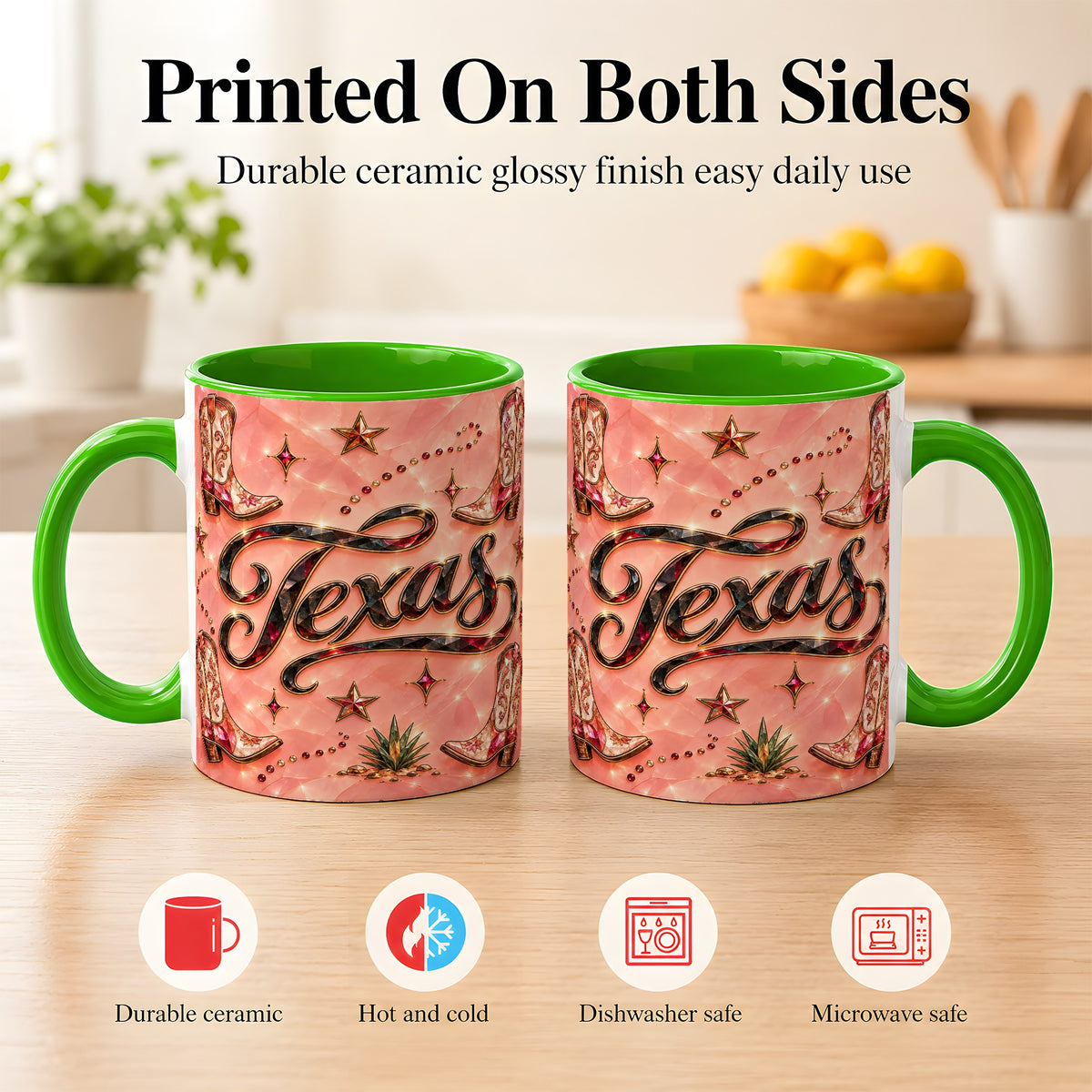 #pl[11oz|Green] Western Cowboy Boots Coffee Mug, Pink Western Mug, Ceramic Cup