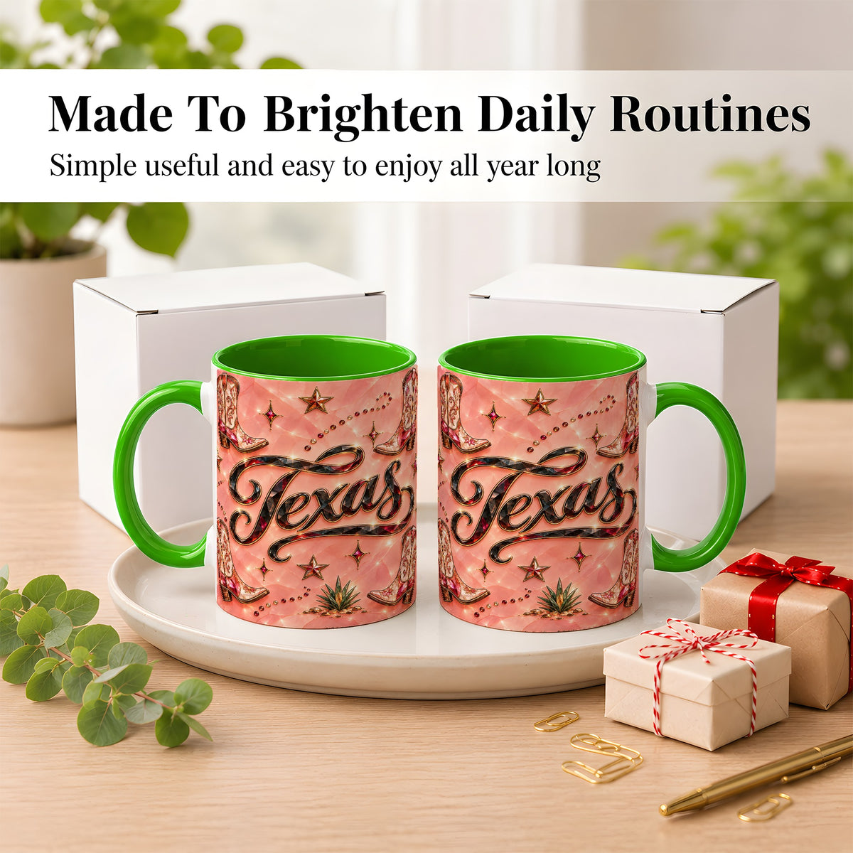 #pl[11oz|Green] Western Cowboy Boots Coffee Mug, Pink Western Mug, Ceramic Cup