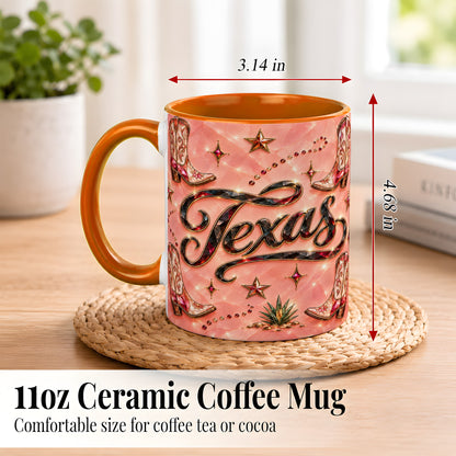 #pl[11oz|Orange] Western Cowboy Boots Coffee Mug, Pink Western Mug, Ceramic Cup