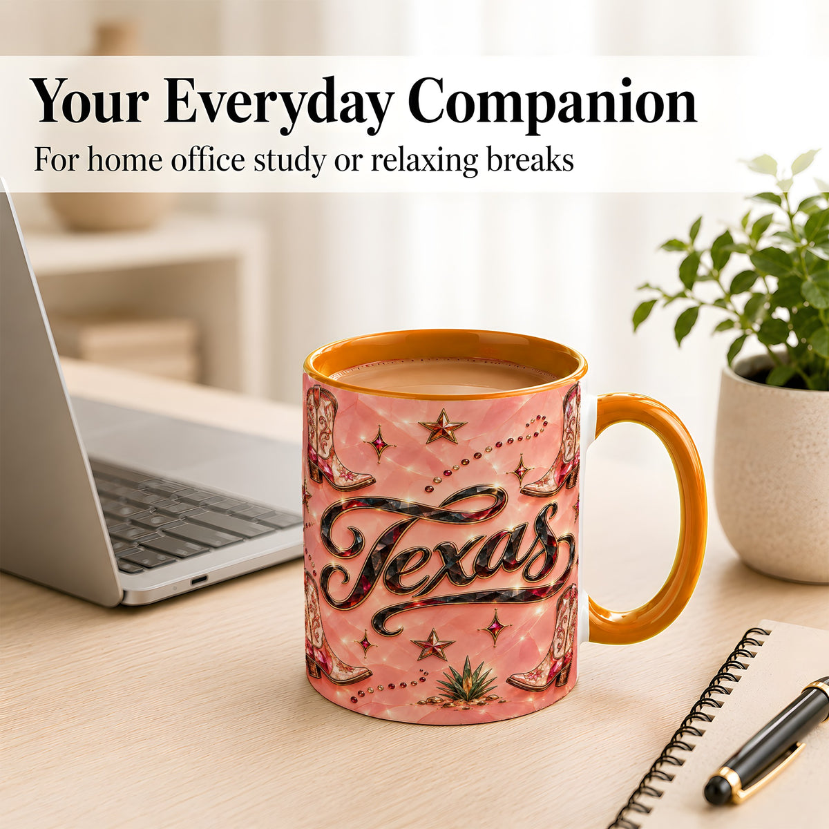 #pl[11oz|Orange] Western Cowboy Boots Coffee Mug, Pink Western Mug, Ceramic Cup