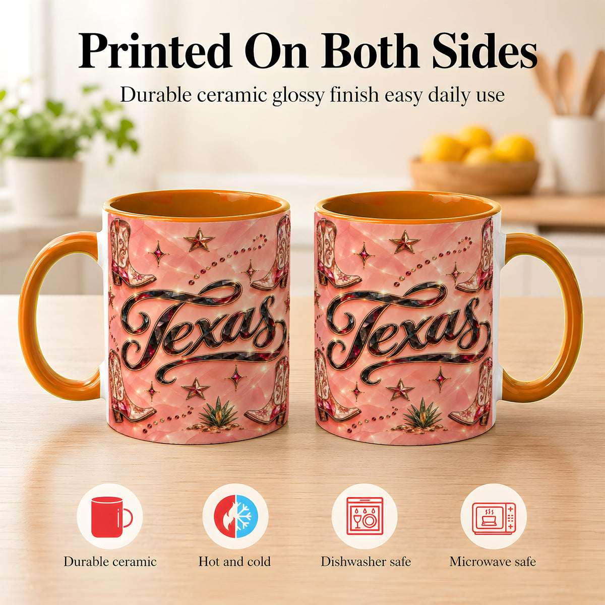 #pl[11oz|Orange] Western Cowboy Boots Coffee Mug, Pink Western Mug, Ceramic Cup
