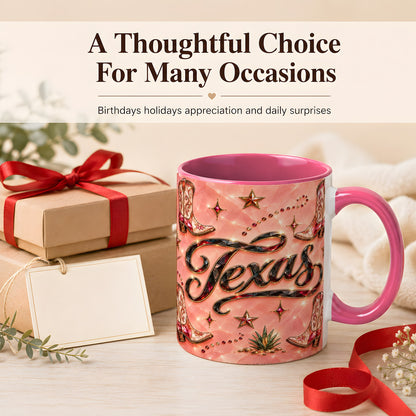 #pl[11oz|Pink] Western Cowboy Boots Coffee Mug, Pink Western Mug, Ceramic Cup