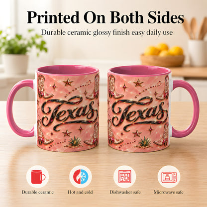 #pl[11oz|Pink] Western Cowboy Boots Coffee Mug, Pink Western Mug, Ceramic Cup