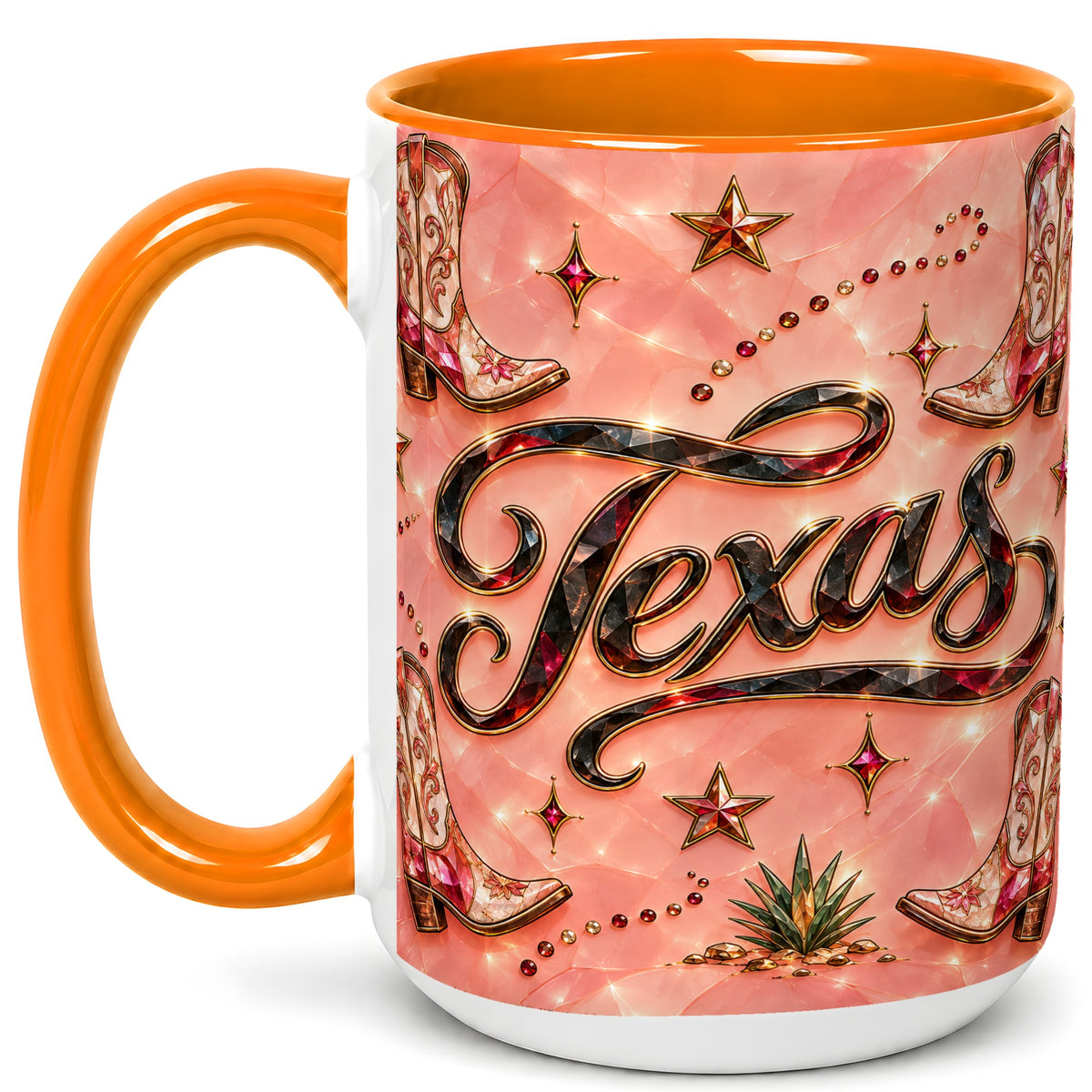 #pl[15oz|Orange] Western Cowboy Boots Coffee Mug, Pink Western Mug, Ceramic Cup
