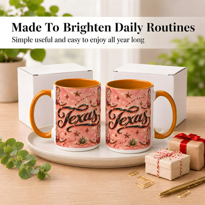 #pl[15oz|Orange] Western Cowboy Boots Coffee Mug, Pink Western Mug, Ceramic Cup