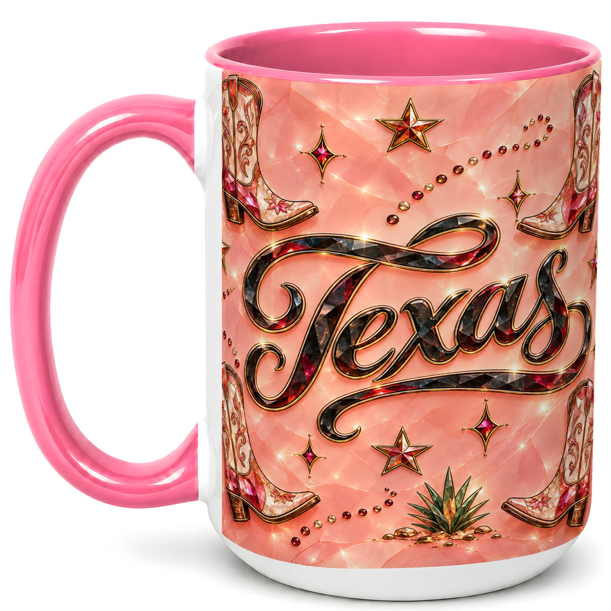 #pl[15oz|Pink] Western Cowboy Boots Coffee Mug, Pink Western Mug, Ceramic Cup