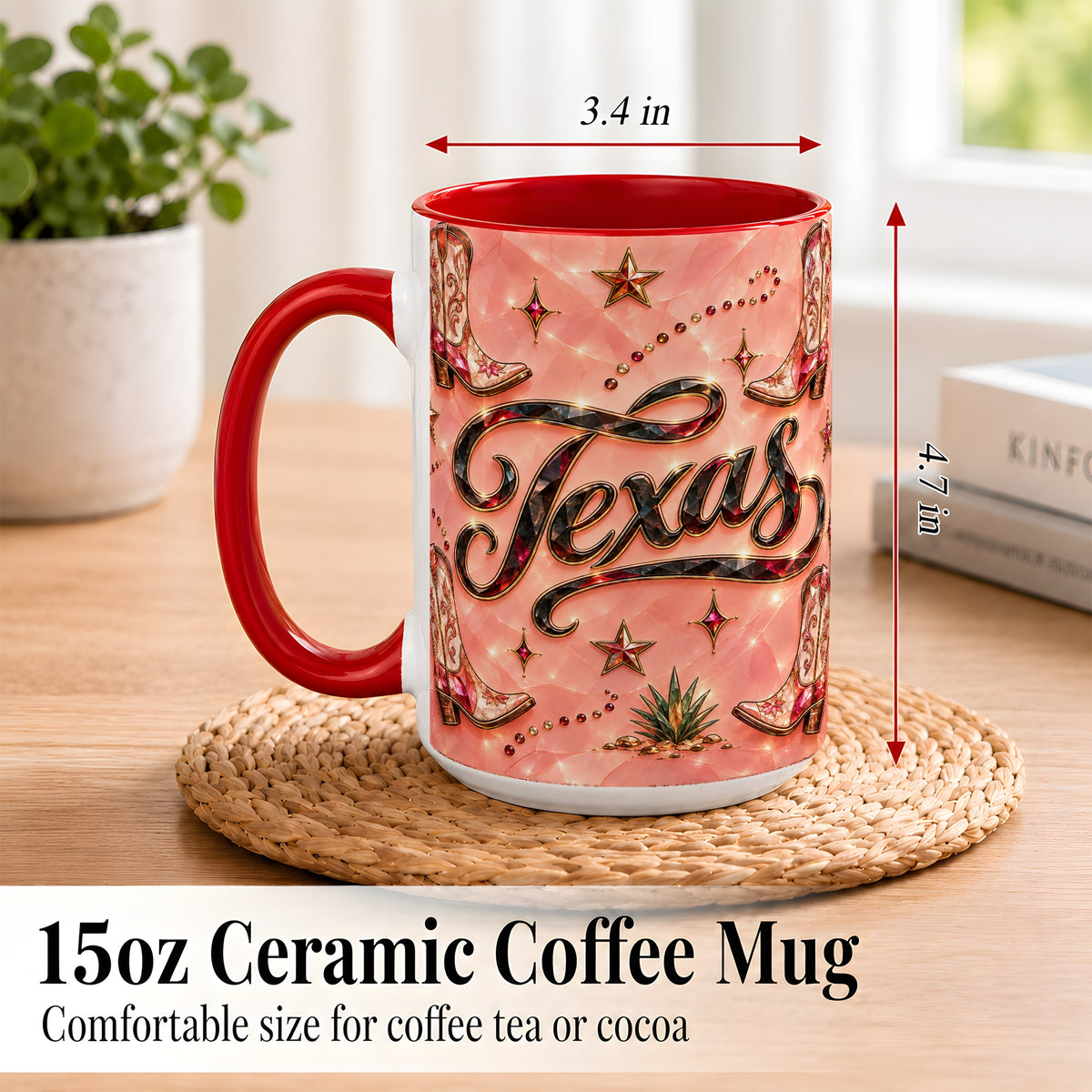 #pl[15oz|Red] Western Cowboy Boots Coffee Mug, Pink Western Mug, Ceramic Cup