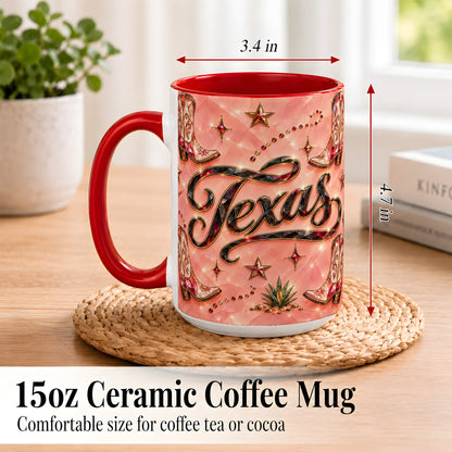 #pl[15oz|Red] Western Cowboy Boots Coffee Mug, Pink Western Mug, Ceramic Cup