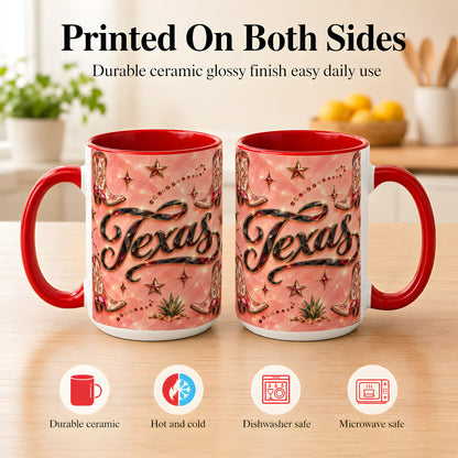 #pl[15oz|Red] Western Cowboy Boots Coffee Mug, Pink Western Mug, Ceramic Cup