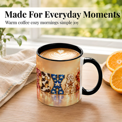 #pl[11oz|Black] Texas Jeweled Coffee Mug, Western State Mug, Ceramic Cup