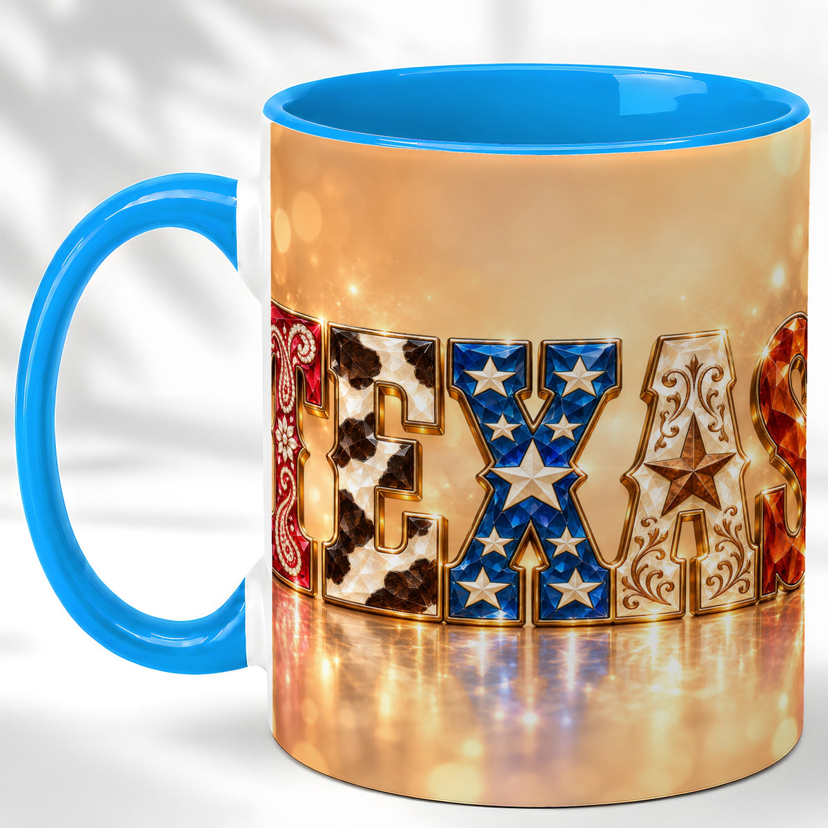 #pl[11oz|Blue] Texas Jeweled Coffee Mug, Western State Mug, Ceramic Cup