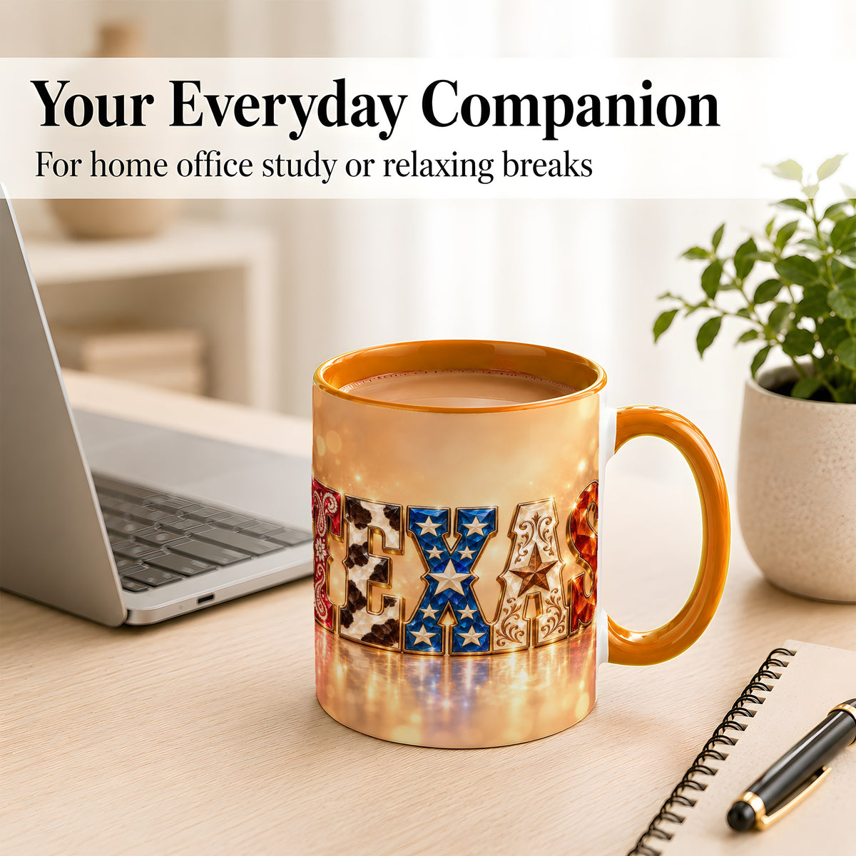 #pl[11oz|Orange] Texas Jeweled Coffee Mug, Western State Mug, Ceramic Cup