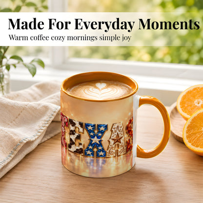 #pl[11oz|Orange] Texas Jeweled Coffee Mug, Western State Mug, Ceramic Cup