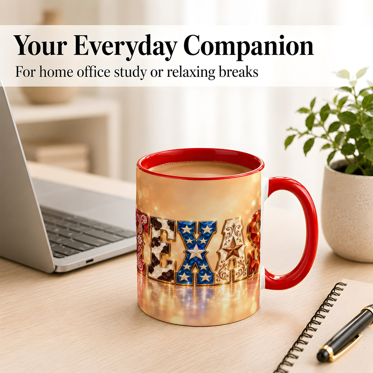 #pl[11oz|Red] Texas Jeweled Coffee Mug, Western State Mug, Ceramic Cup
