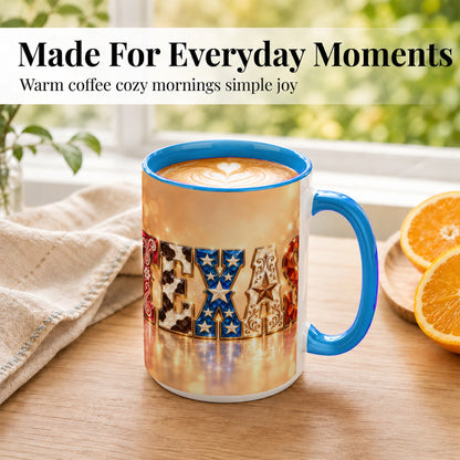 #pl[15oz|Blue] Texas Jeweled Coffee Mug, Western State Mug, Ceramic Cup