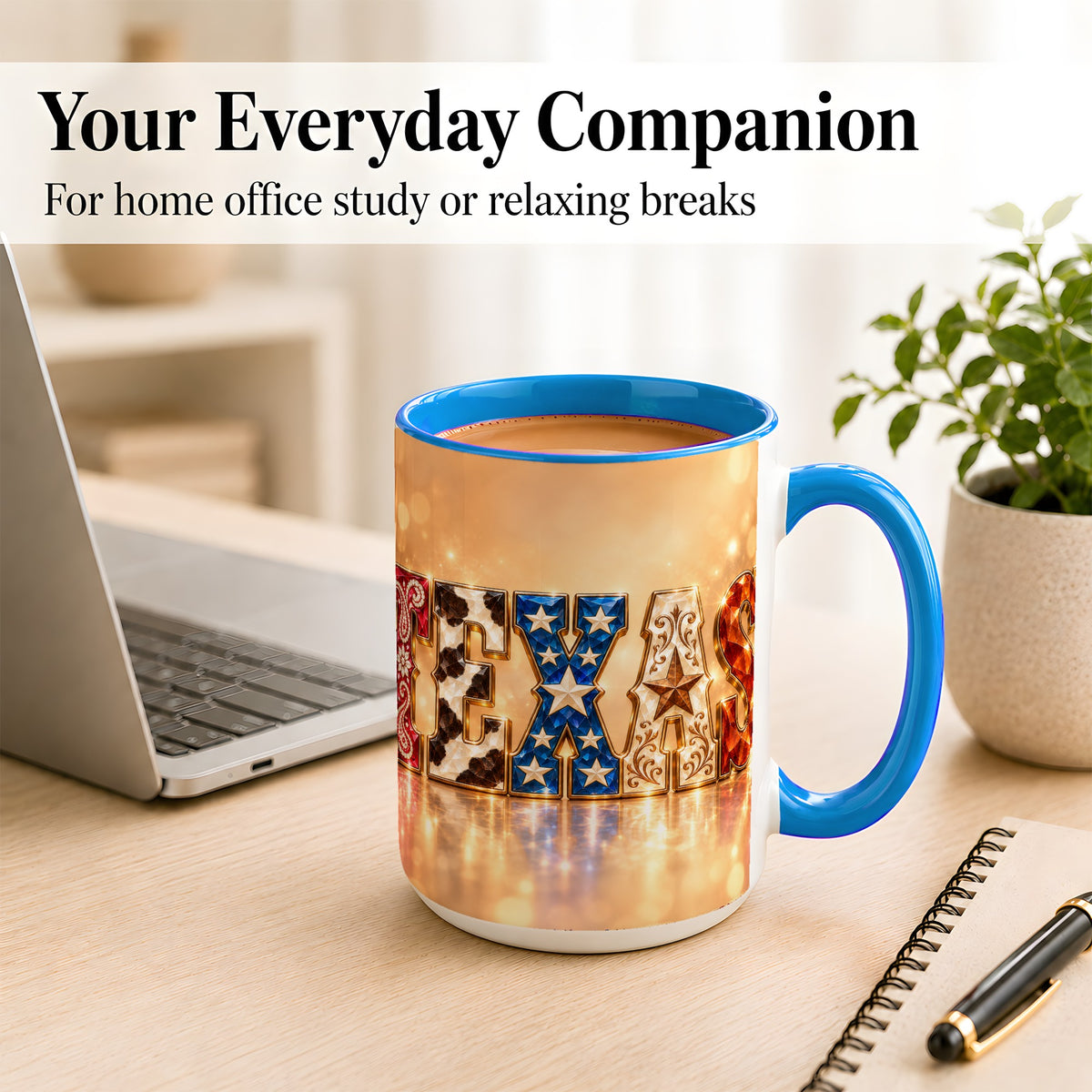 #pl[15oz|Blue] Texas Jeweled Coffee Mug, Western State Mug, Ceramic Cup