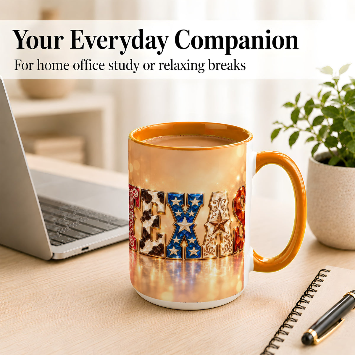 #pl[15oz|Orange] Texas Jeweled Coffee Mug, Western State Mug, Ceramic Cup