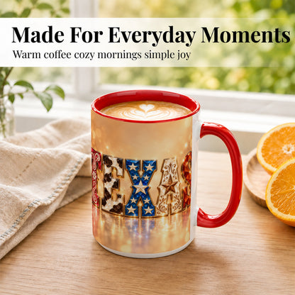 #pl[15oz|Red] Texas Jeweled Coffee Mug, Western State Mug, Ceramic Cup