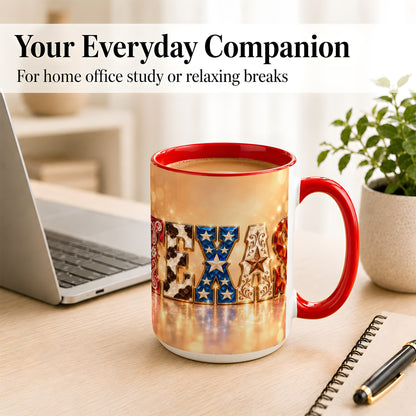 #pl[15oz|Red] Texas Jeweled Coffee Mug, Western State Mug, Ceramic Cup