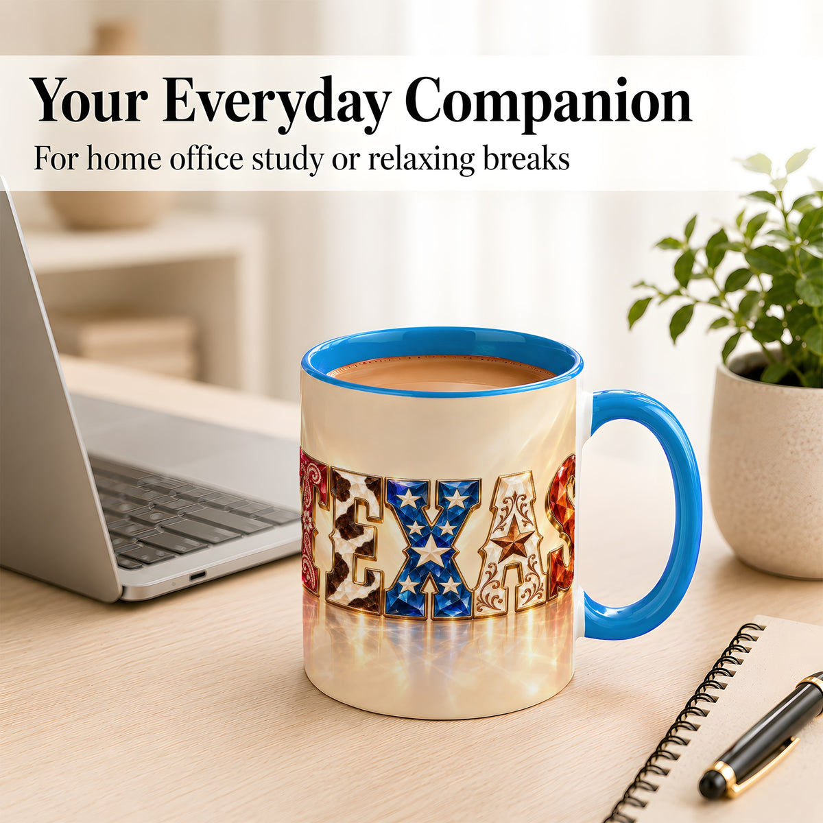#pl[11oz|Blue] Texas Western Stars Coffee Mug, Jeweled State Mug, Ceramic Cup