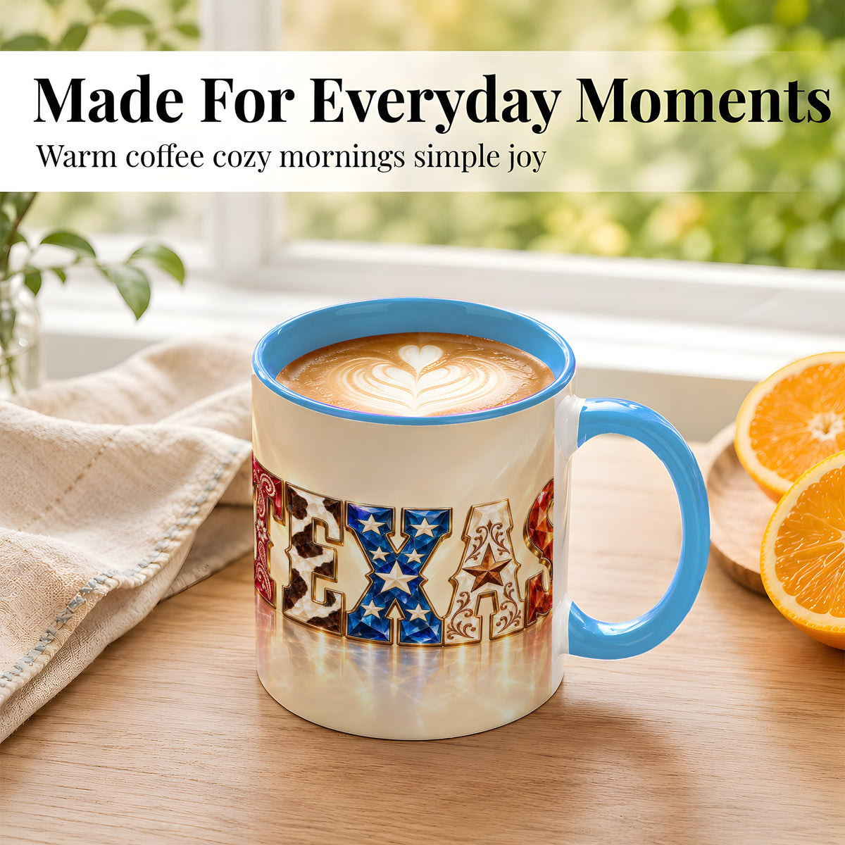 #pl[11oz|Blue] Texas Western Stars Coffee Mug, Jeweled State Mug, Ceramic Cup