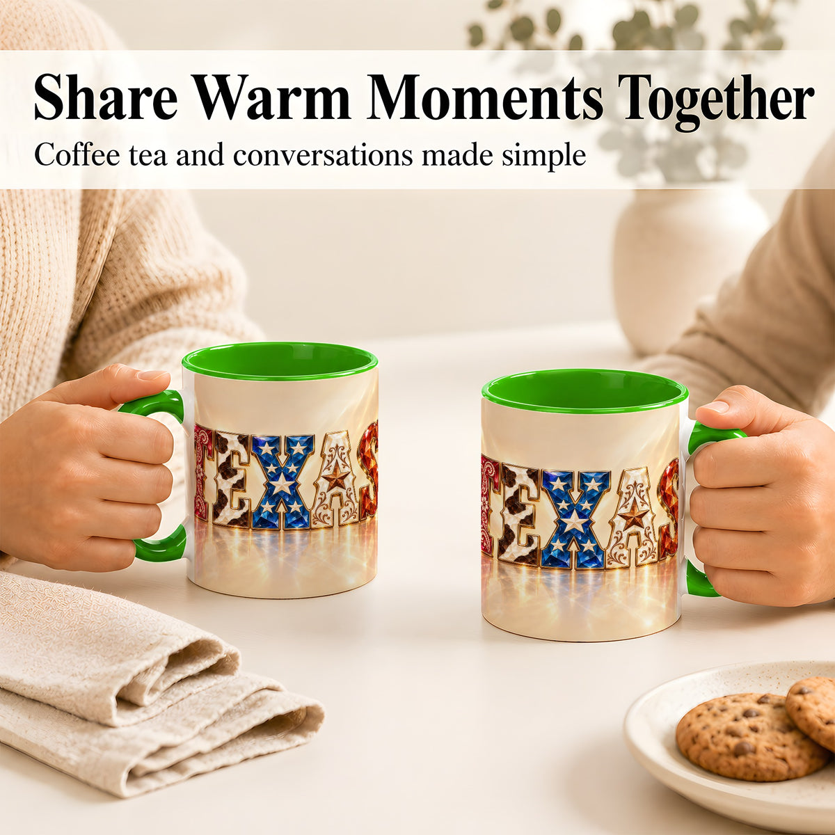 #pl[11oz|Green] Texas Western Stars Coffee Mug, Jeweled State Mug, Ceramic Cup