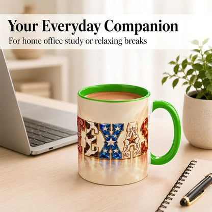 #pl[11oz|Green] Texas Western Stars Coffee Mug, Jeweled State Mug, Ceramic Cup