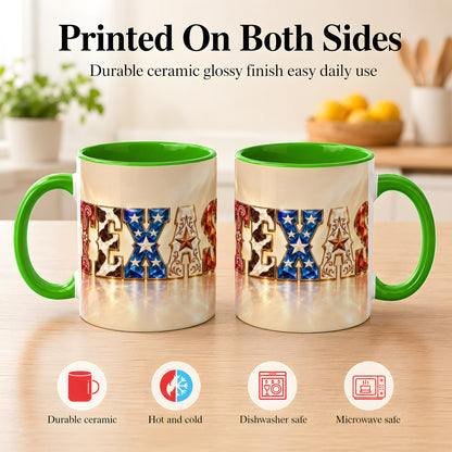 #pl[11oz|Green] Texas Western Stars Coffee Mug, Jeweled State Mug, Ceramic Cup