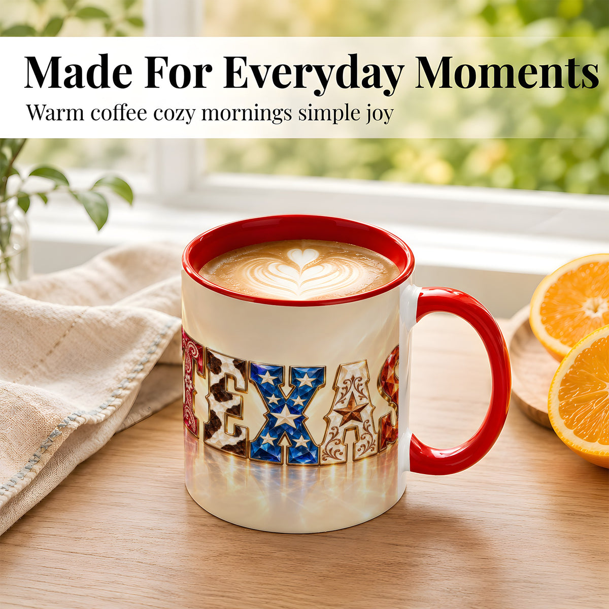 #pl[11oz|Red] Texas Western Stars Coffee Mug, Jeweled State Mug, Ceramic Cup