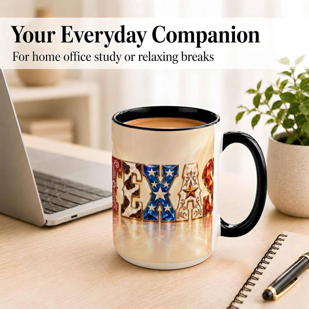 #pl[15oz|Black] Texas Western Stars Coffee Mug, Jeweled State Mug, Ceramic Cup
