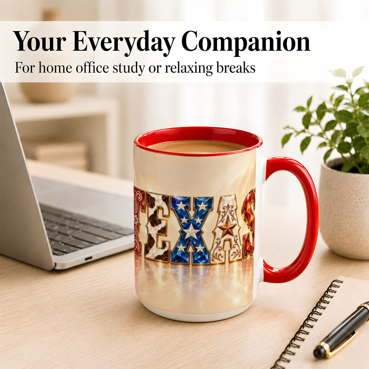 #pl[15oz|Red] Texas Western Stars Coffee Mug, Jeweled State Mug, Ceramic Cup