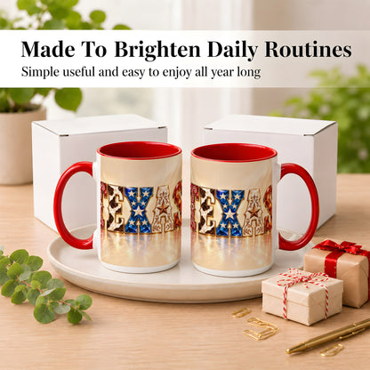 #pl[15oz|Red] Texas Western Stars Coffee Mug, Jeweled State Mug, Ceramic Cup