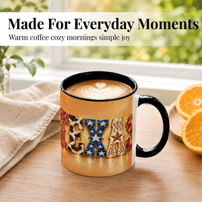 #pl[11oz|Black] Texas Gemstone Coffee Mug, Western Star Mug, Ceramic Cup