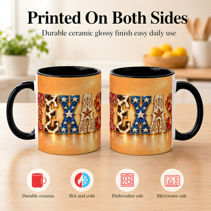 #pl[11oz|Black] Texas Gemstone Coffee Mug, Western Star Mug, Ceramic Cup