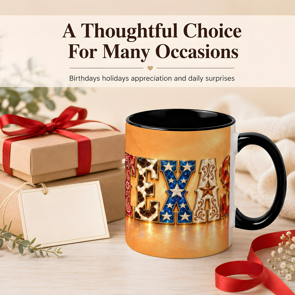 #pl[11oz|Black] Texas Gemstone Coffee Mug, Western Star Mug, Ceramic Cup