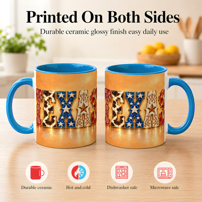 #pl[11oz|Blue] Texas Gemstone Coffee Mug, Western Star Mug, Ceramic Cup