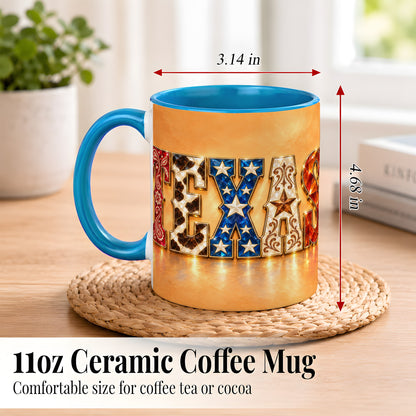 #pl[11oz|Blue] Texas Gemstone Coffee Mug, Western Star Mug, Ceramic Cup