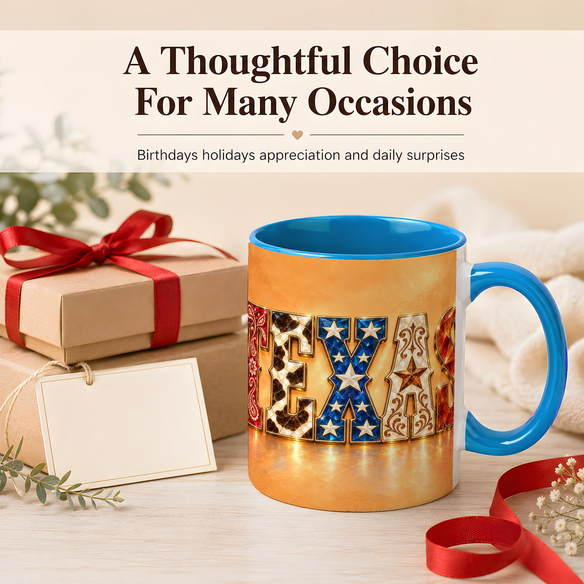 #pl[11oz|Blue] Texas Gemstone Coffee Mug, Western Star Mug, Ceramic Cup